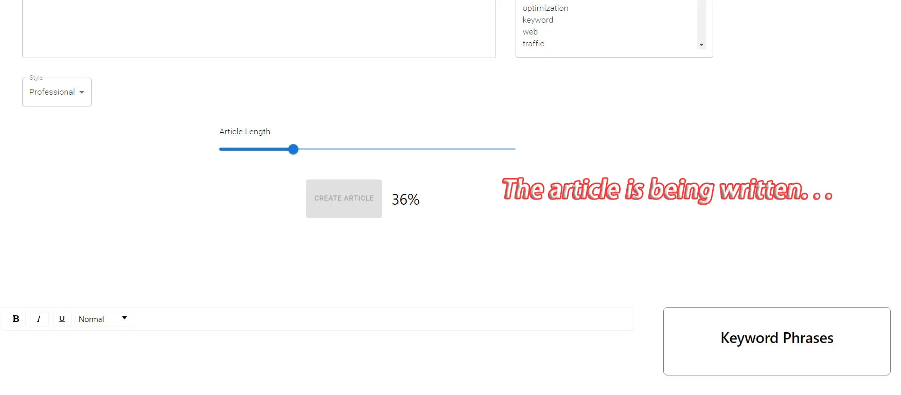 AI Creation tutorial - the process of article generation